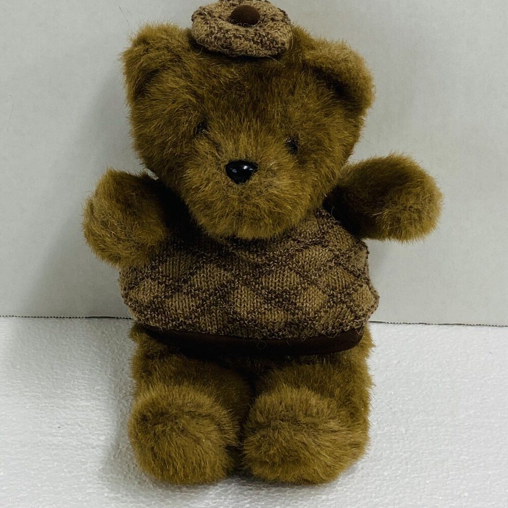 Vintage 1984 Emotions Mattel Teddy Bear 11" Brown Plush Stuffed Toy Sweater Hat